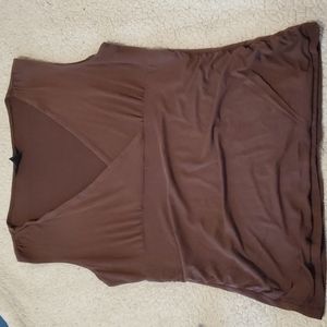 H&M brown sleeveless top with crossover at bust and side ruching